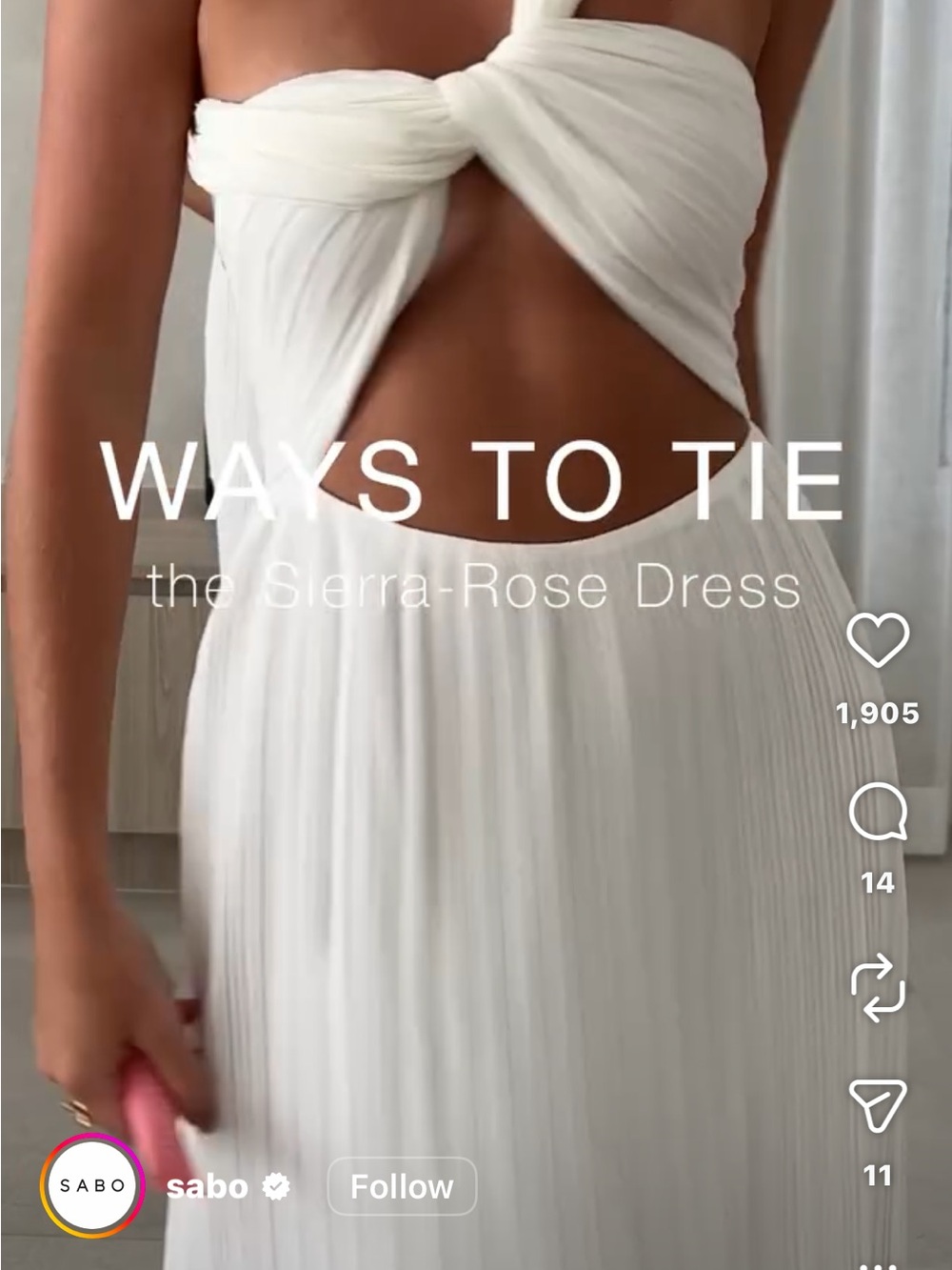 SABO White Cut Out Pleated Maxi Dress - Picture 3 of 15